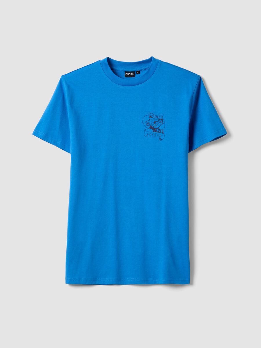 Blue pure cotton regular fit T-shirt with Popeye print_4