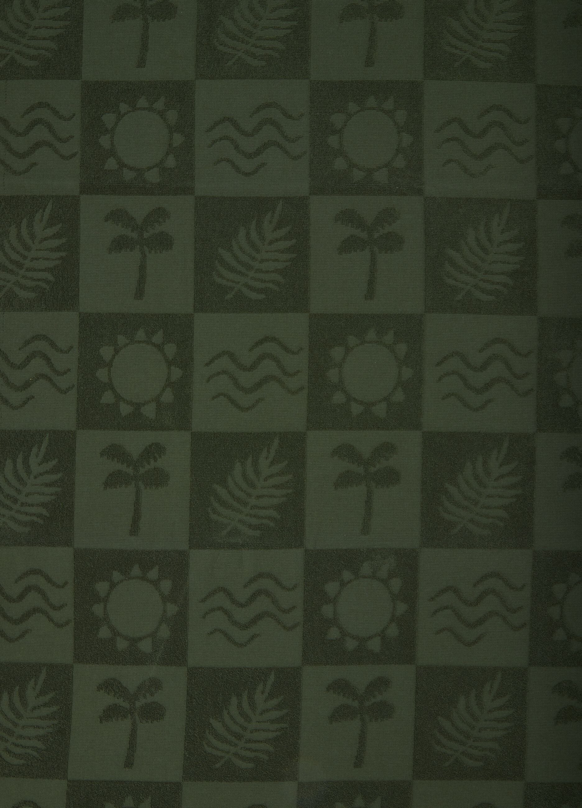 Green pure cotton jacquard beach towel