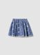 Blue pure cotton mini skirt with embroidery_1