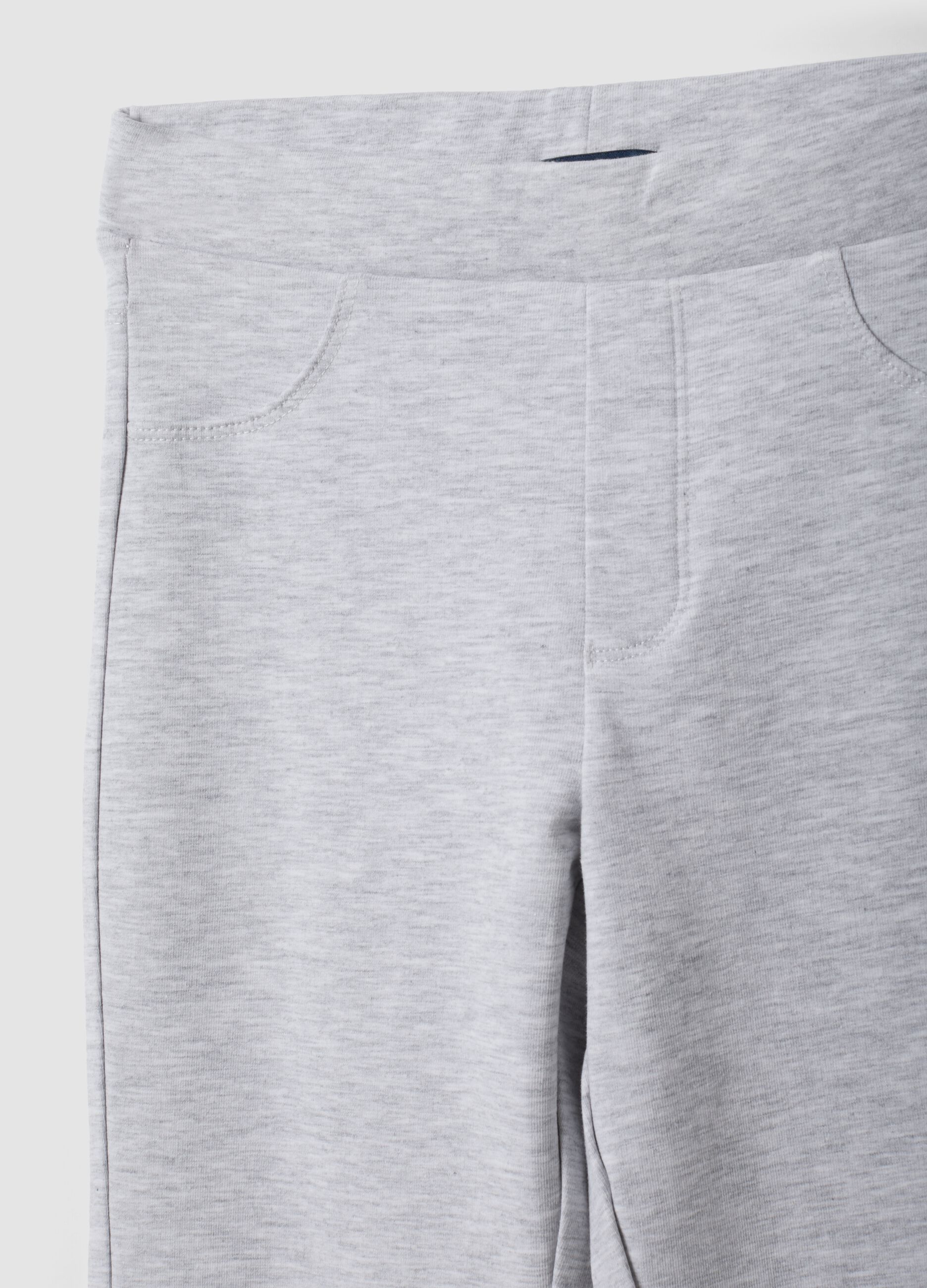 Girls' slim-fit stretch organic cotton grey trousers