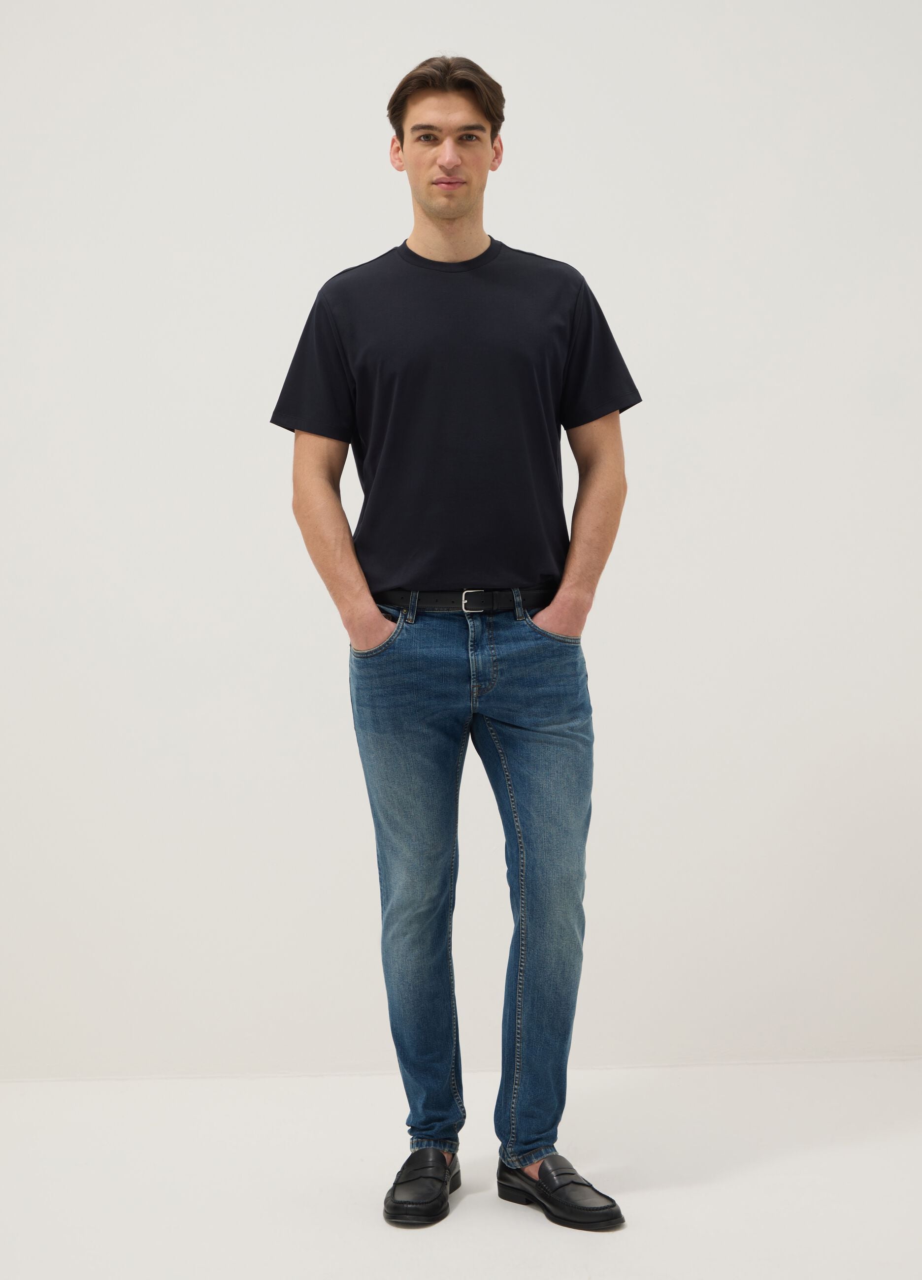 Skinny fit blue stretch cotton jeans