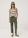 Beige open-knit striped top with green detailing in stretch cotton, regular fit_1