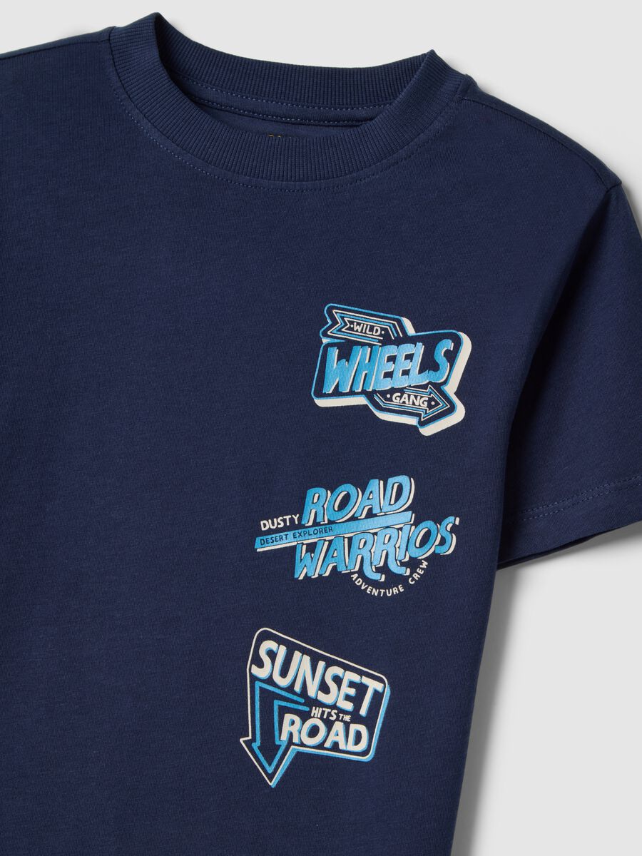T-shirt in puro cotone blu regular fit per bambino con stampa_2