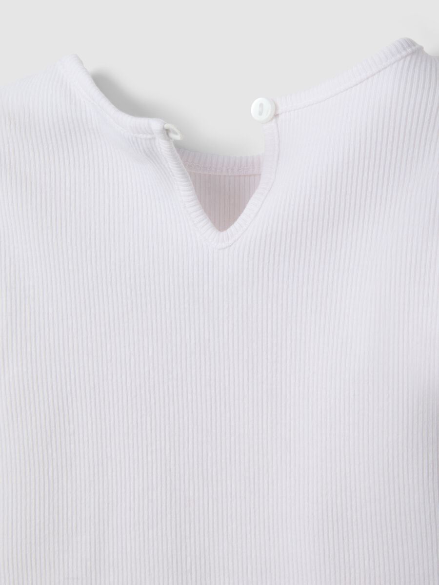 Girls' white stretch cotton T-shirt with star_3
