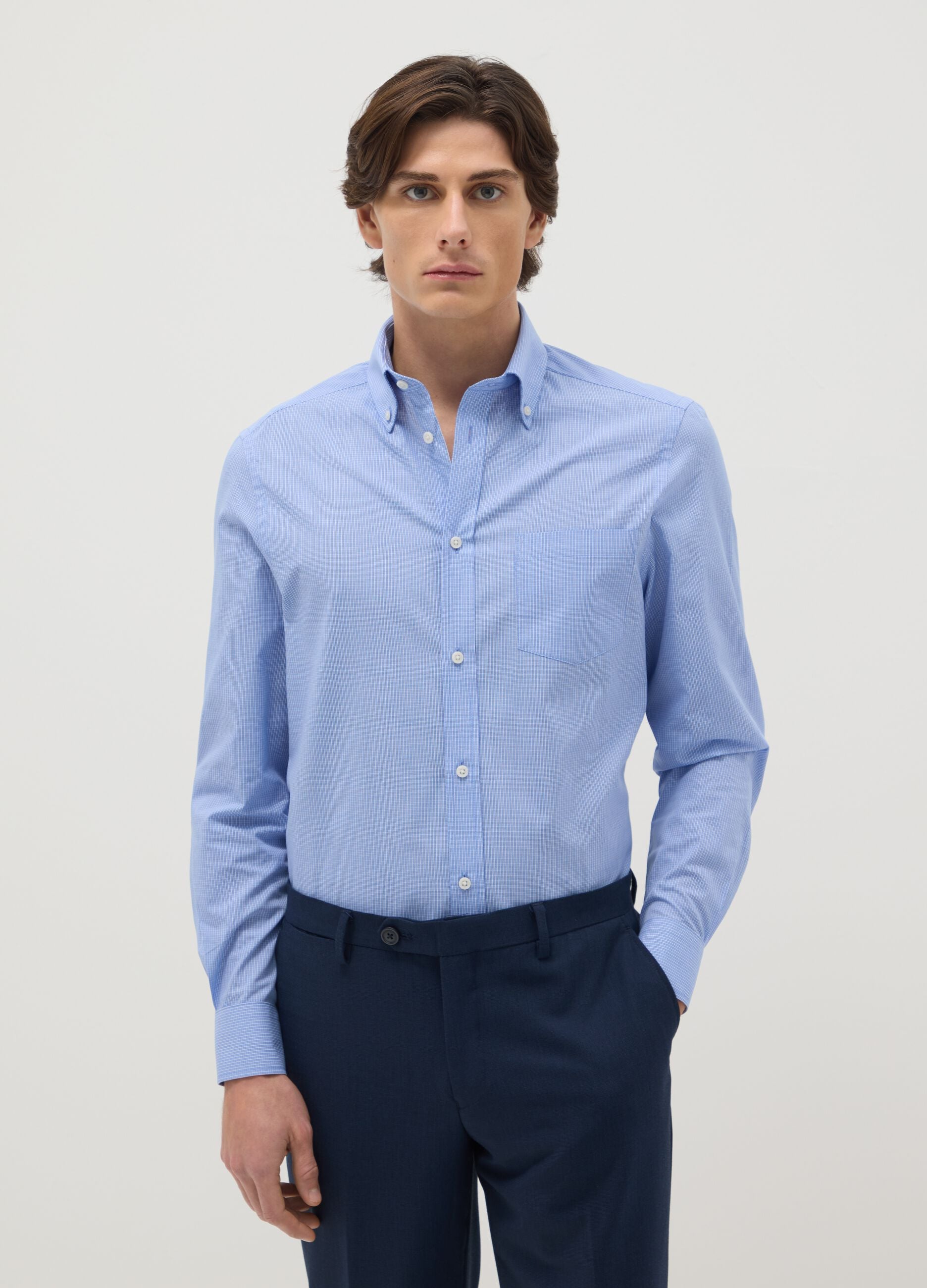 Multicolour striped, regular fit, easy iron cotton blend shirt