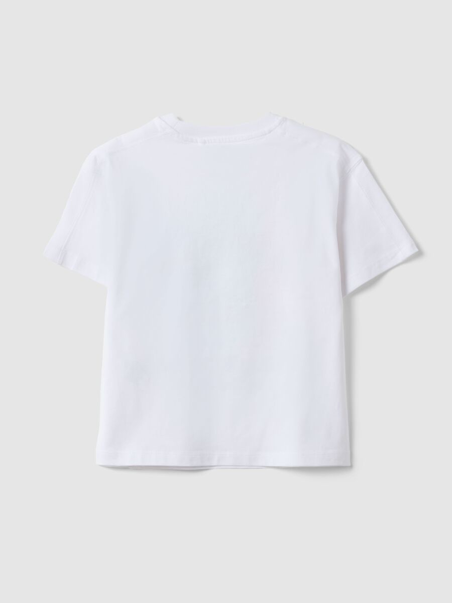 T-shirt in puro cotone bianco da bambino regular fit con skateboard_1