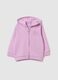 Full-zip sweatshirt in French terry with hood and diamant&eacute;s_0