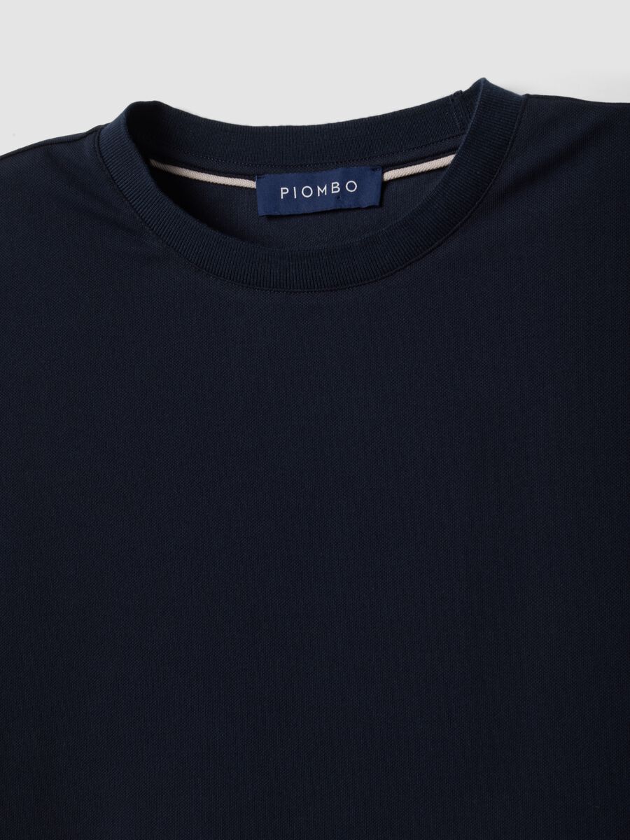Blue regular-fit stretch piqu&eacute; cotton-blend T-shirt with Easy Dry_1