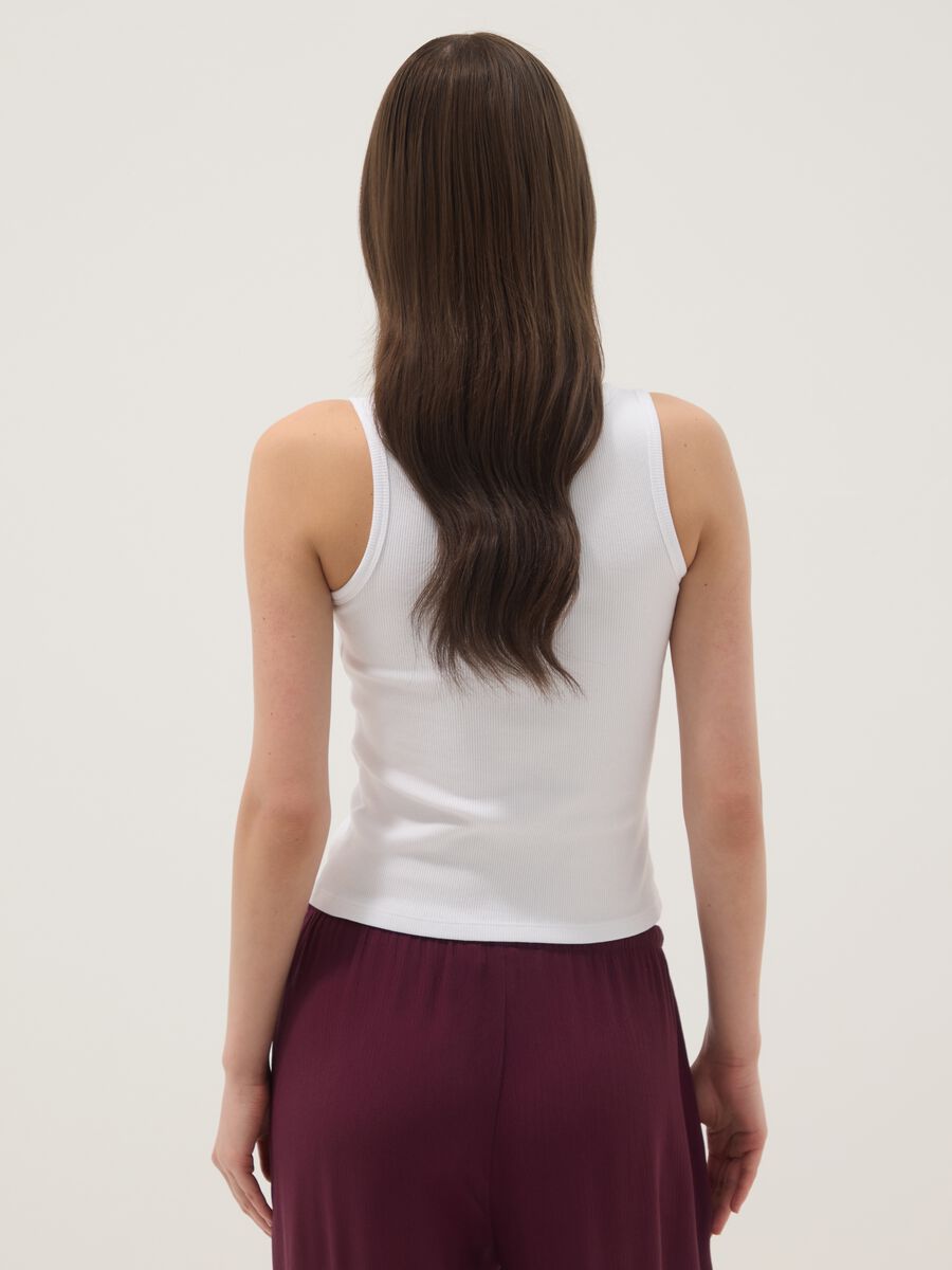 Tank top bianco in cotone elasticizzato_3