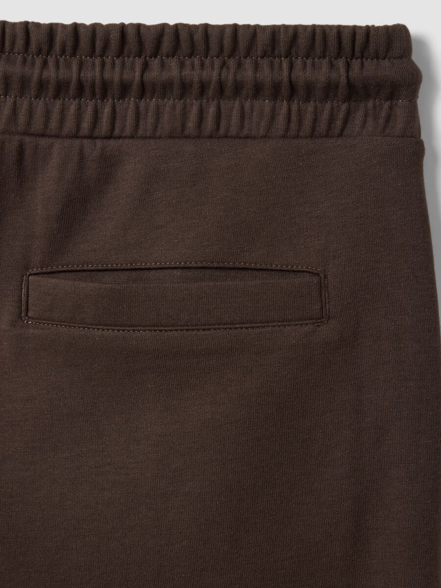 Brown cotton-blend regular-fit shorts with drawstring_5