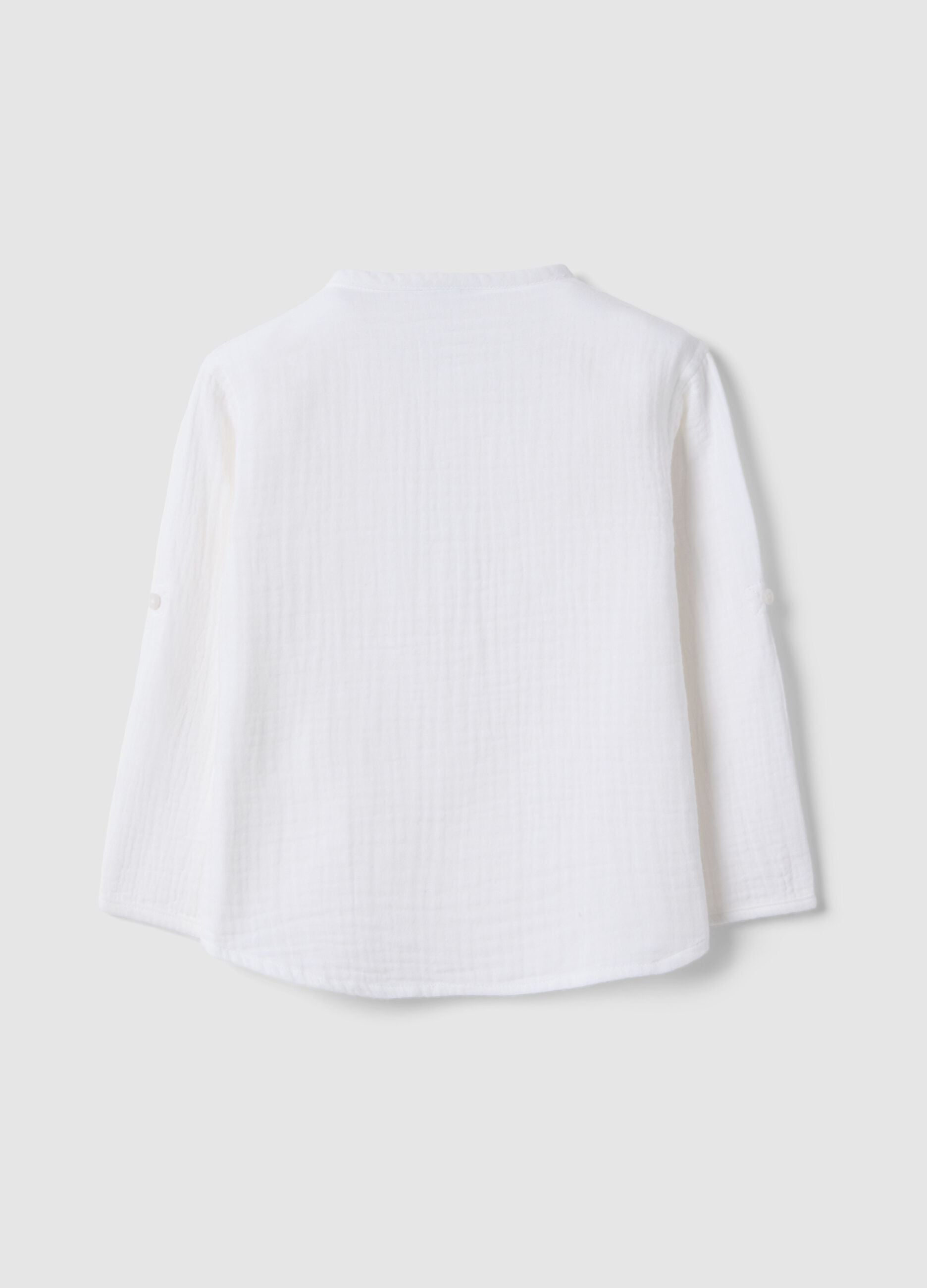 White pure cotton regular fit toddler shirt with Mandarin collar