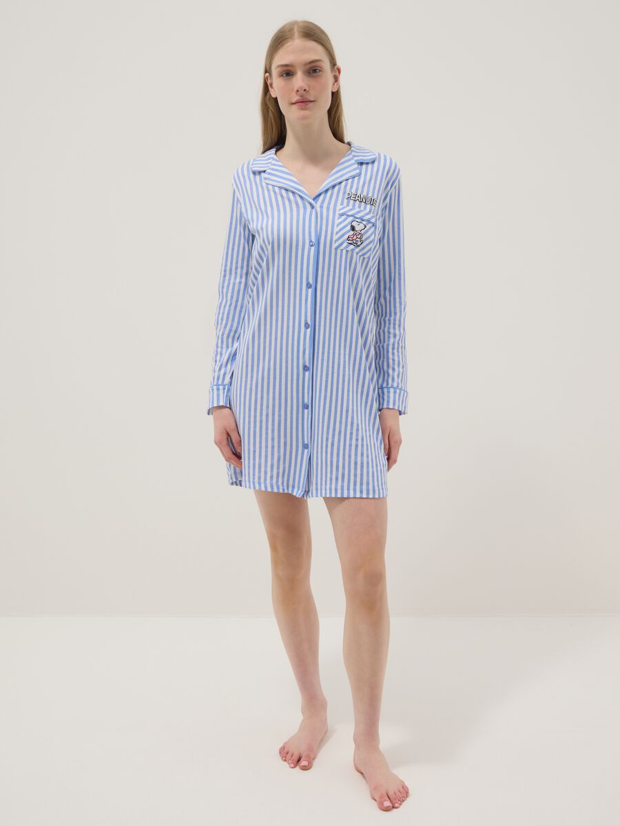 Camicione in puro cotone a righe multicolor oversize Peanuts_0