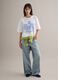 White pure cotton T-shirt relaxed fit with paisley pattern_1