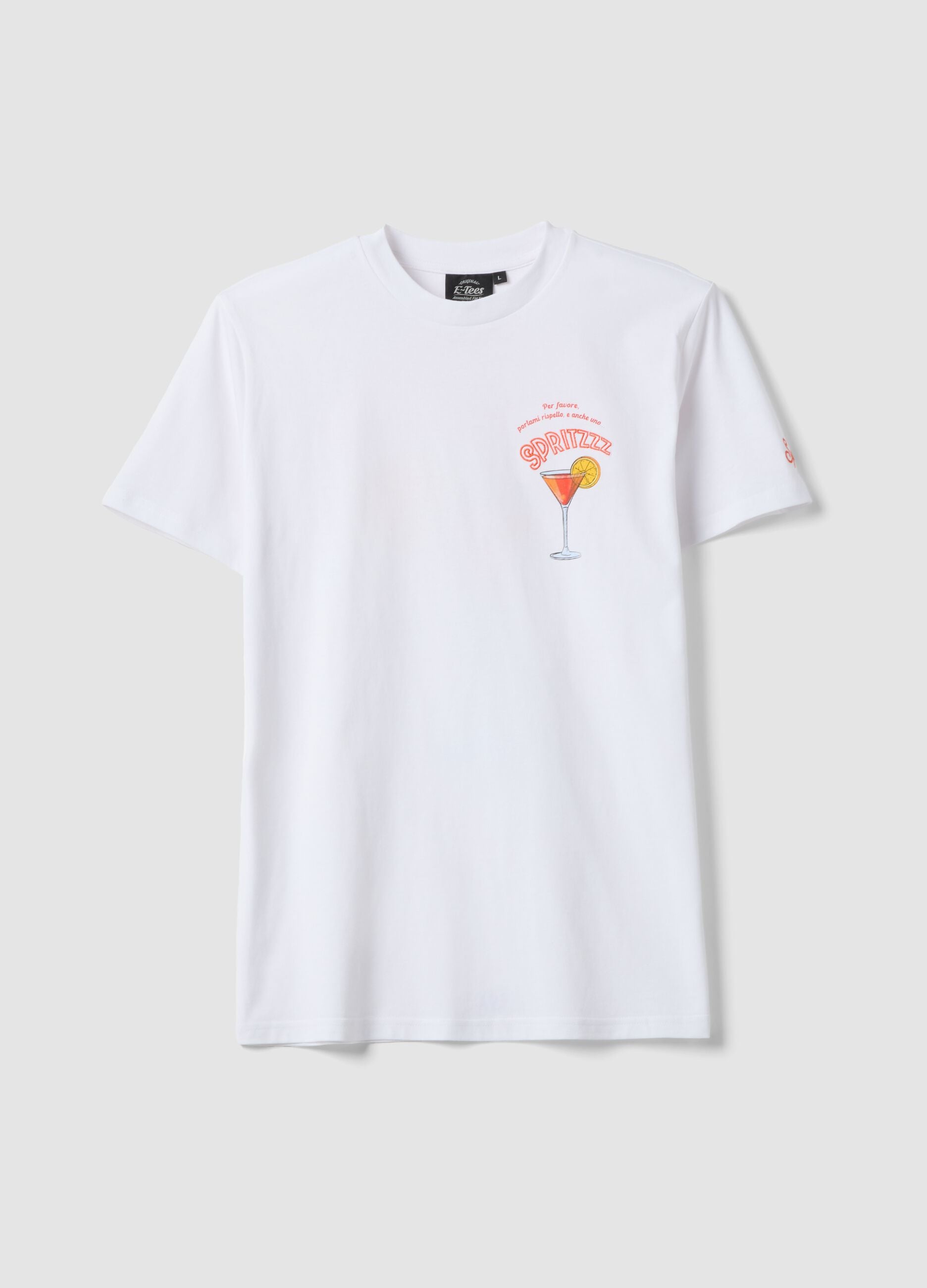White pure cotton regular fit T-shirt with spritz prints