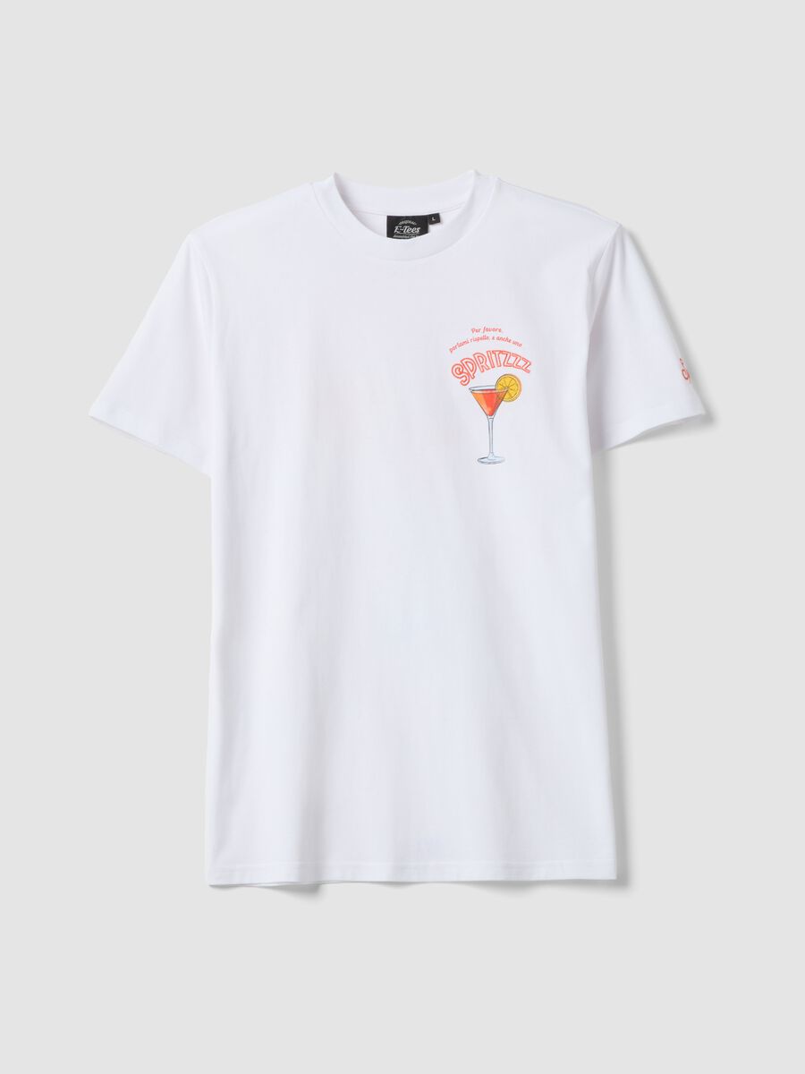 White pure cotton regular fit T-shirt with spritz prints_4