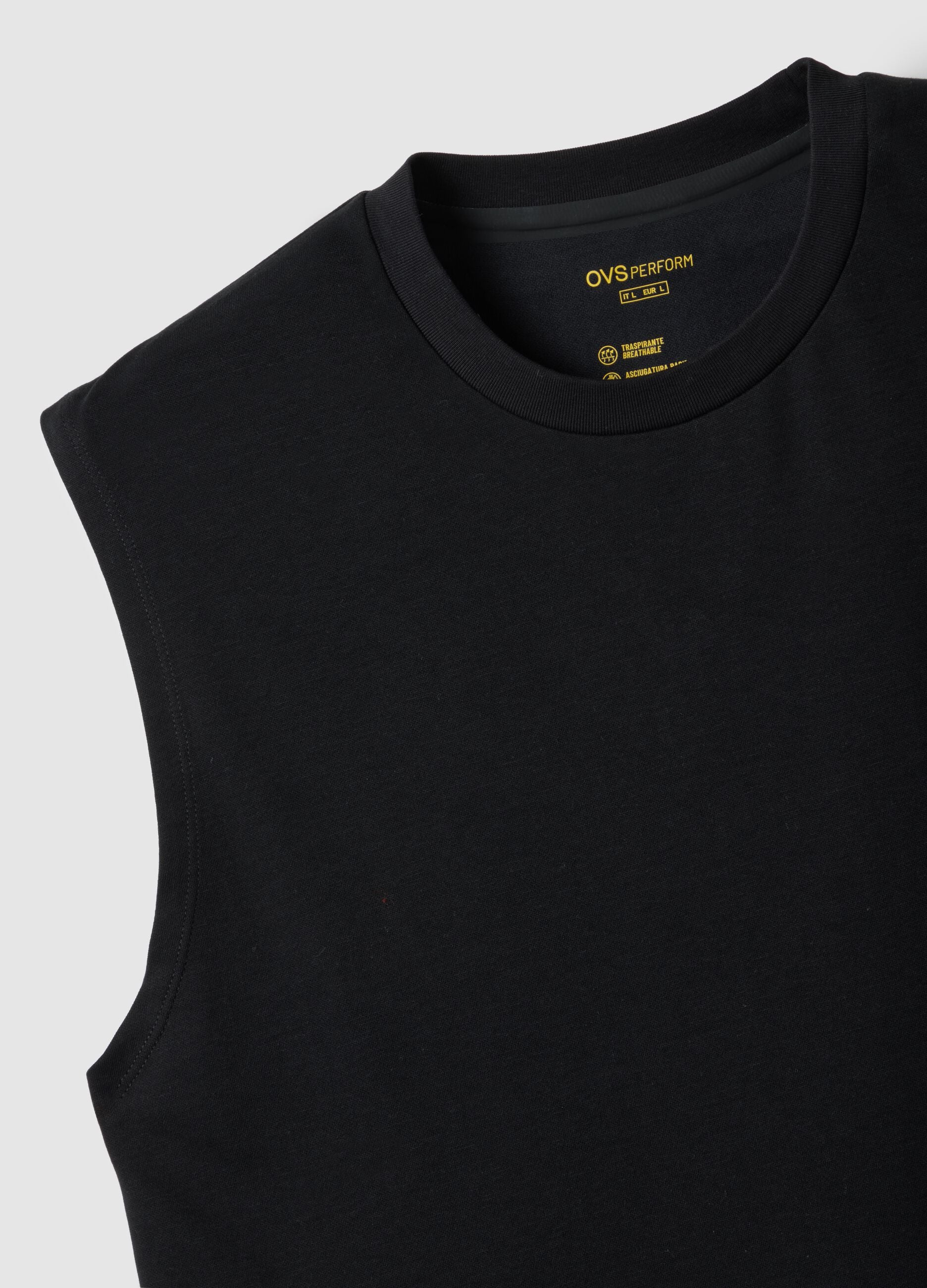Black cotton blend vest regular fit