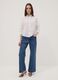 White broderie anglaise pure cotton shirt with Mandarin collar, regular fit_1