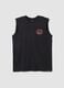 Black pure cotton regular-fit vest top with print_4