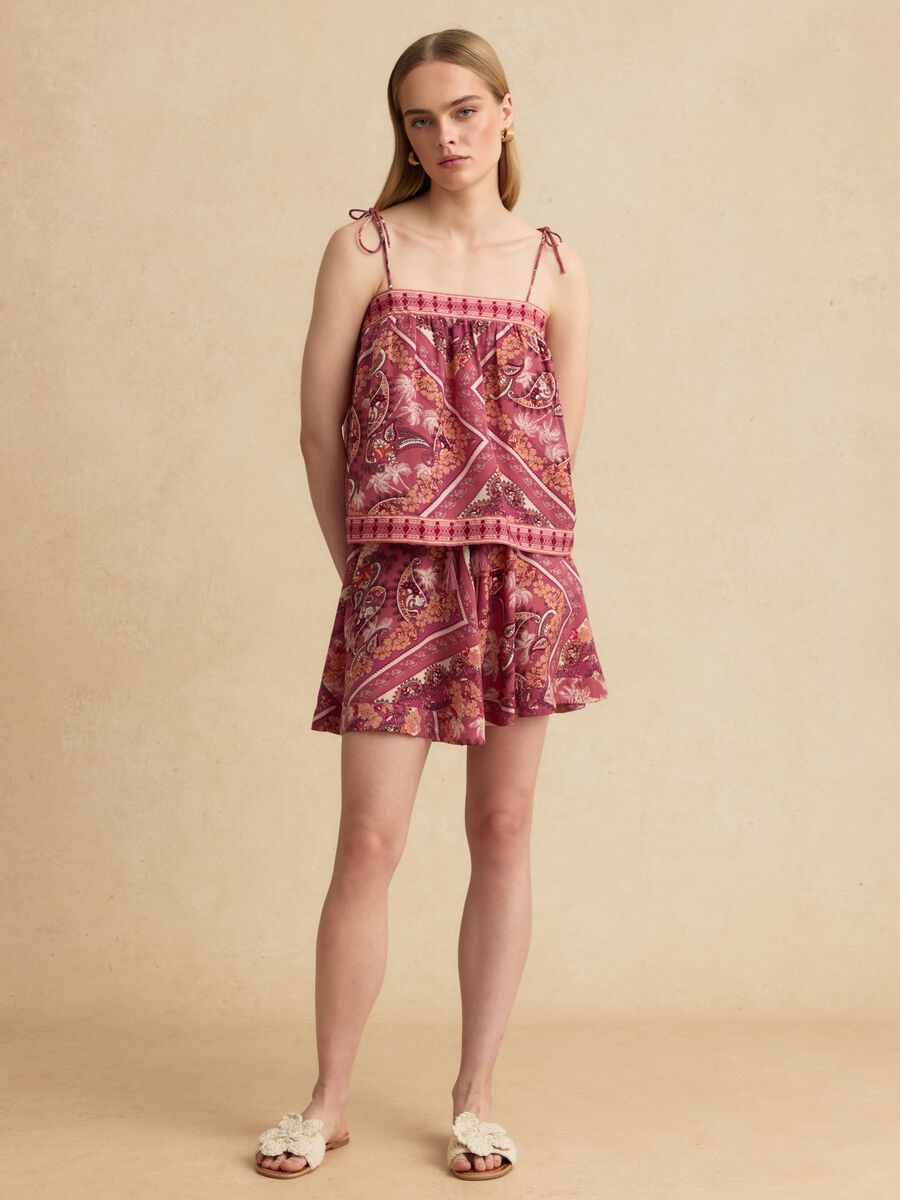 Regular-fit multicolour blouse with thin straps and floral print_0
