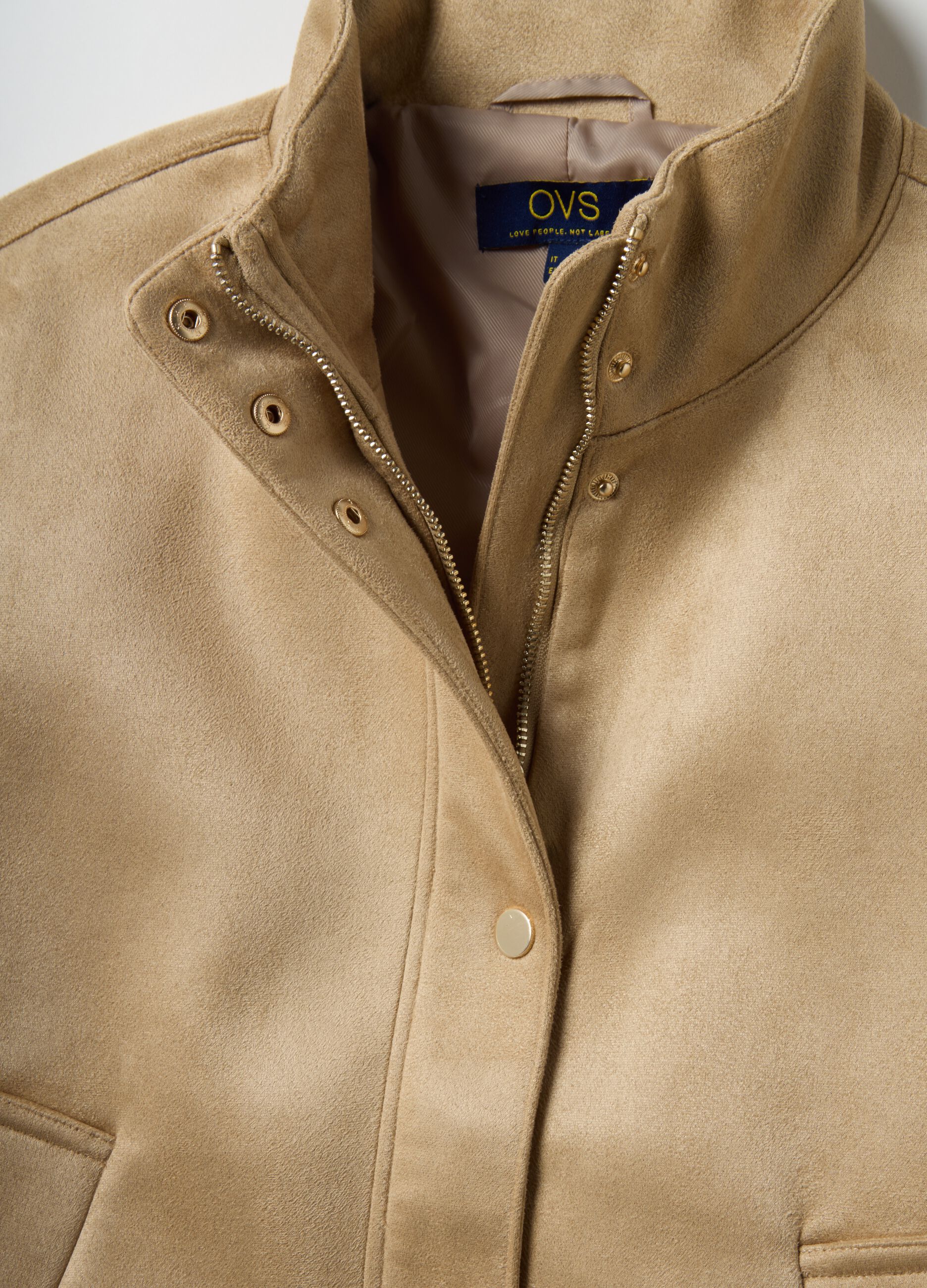 Regular fit beige jacket with full zip