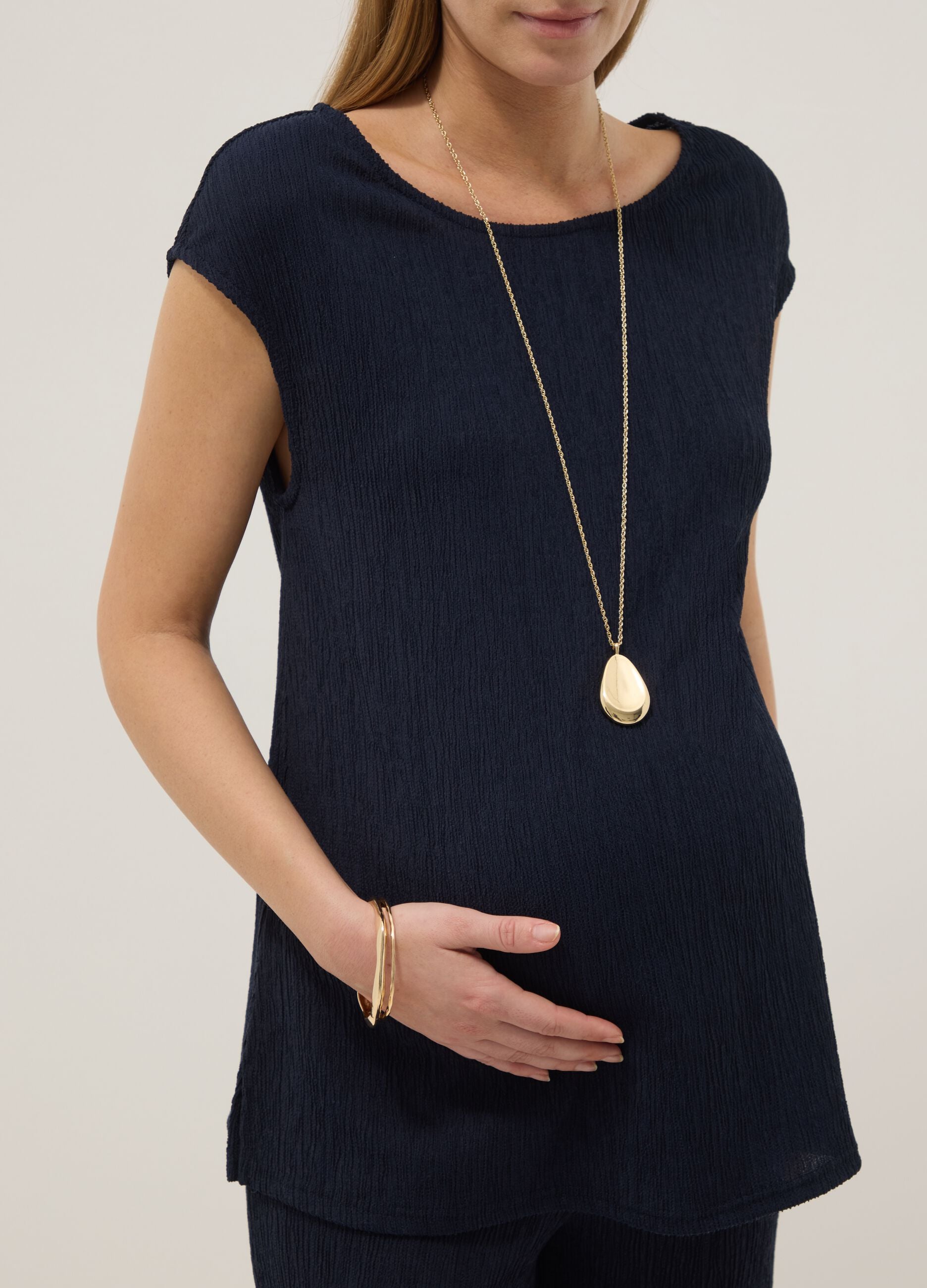Blue regular fit sleeveless maternity T-shirt