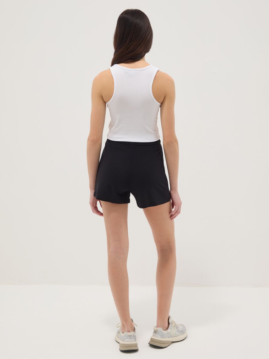 Girls&rsquo; pure cotton black shorts with elasticated waistband_1