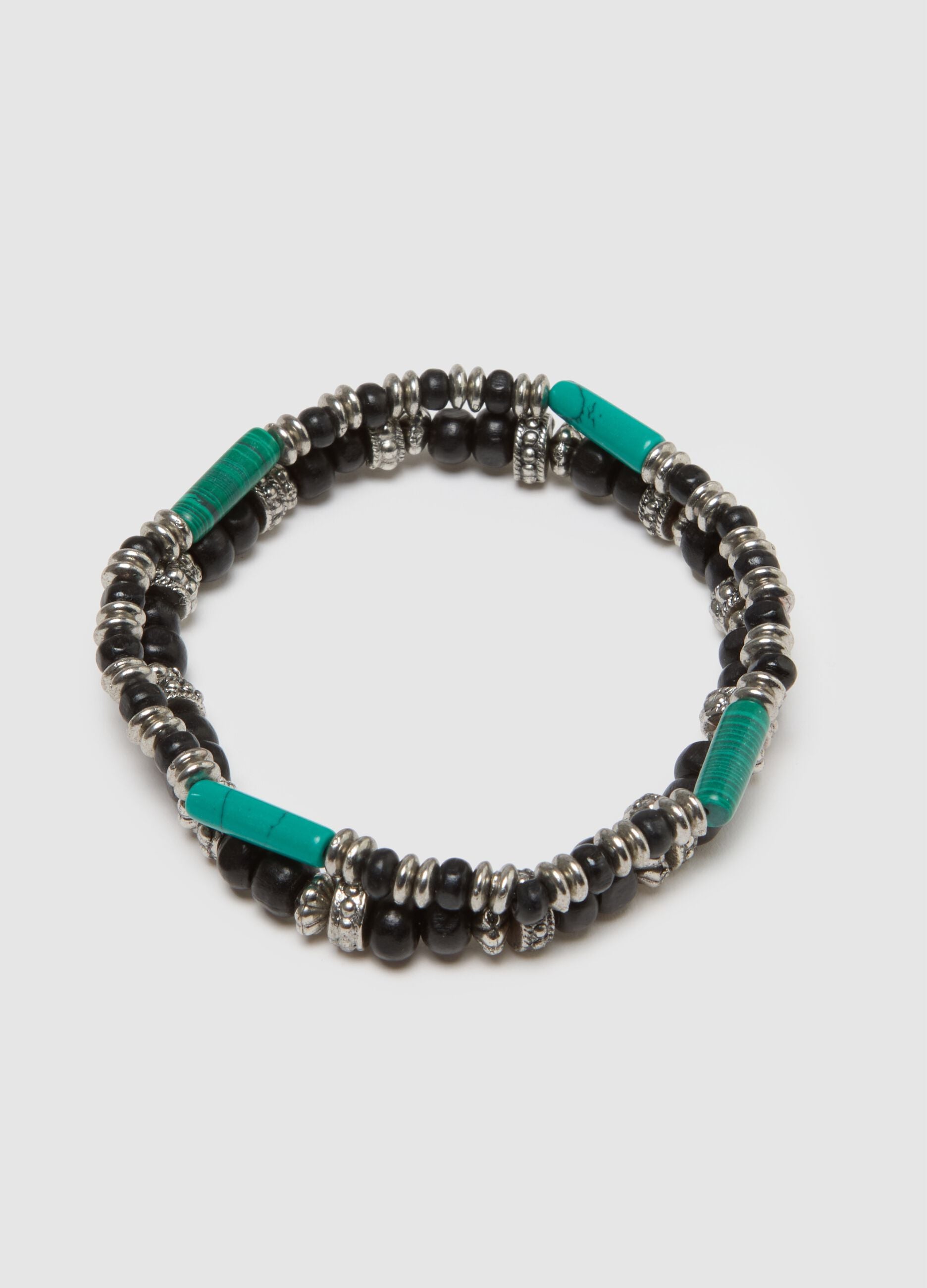 Wood and Multicolour Bead Bracelet Set