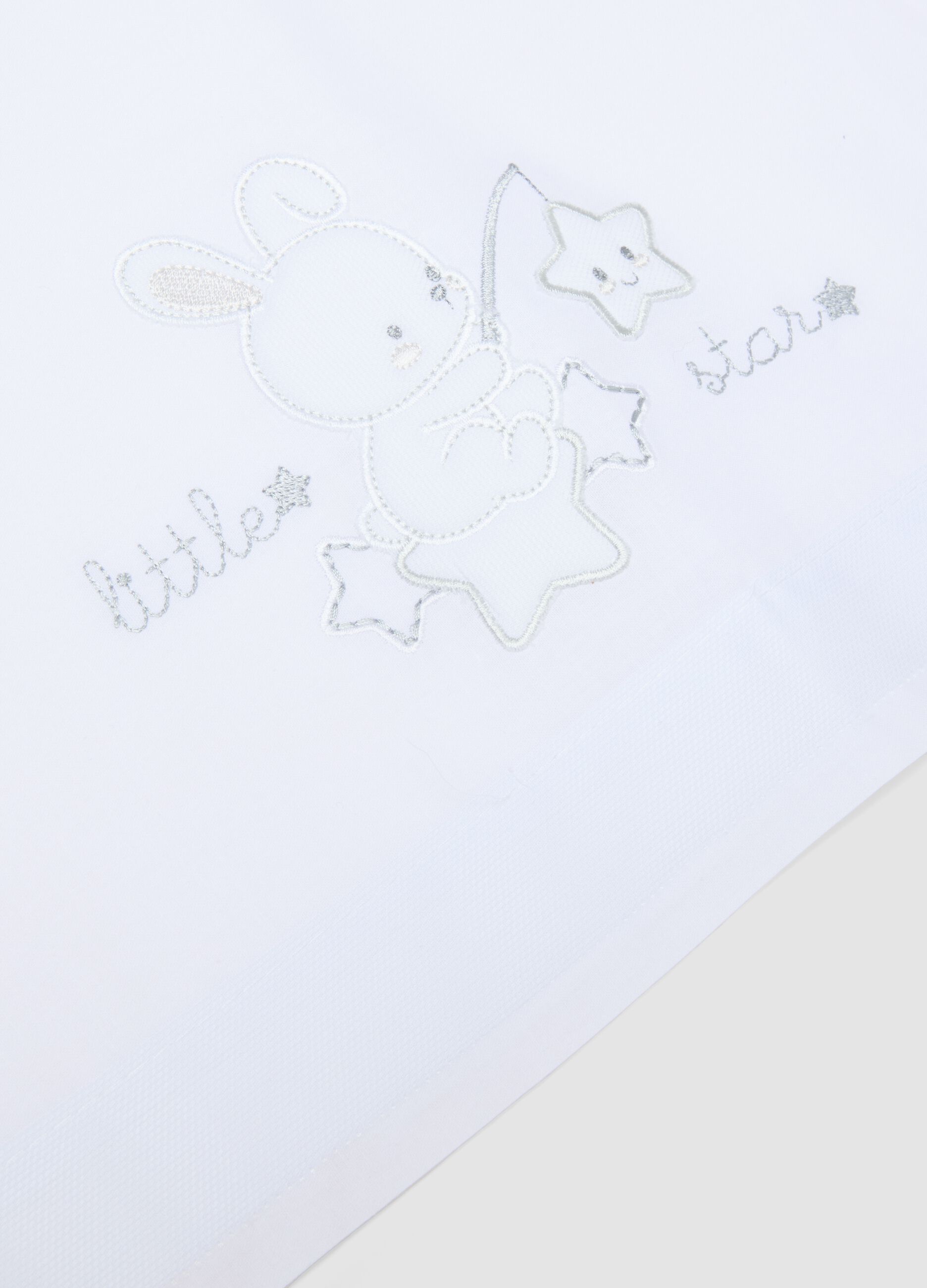 Pure white cotton baby sheet with embroidery