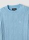 Sky-blue fitted viscose-blend cable-knit crew-neck jumper for girls_2