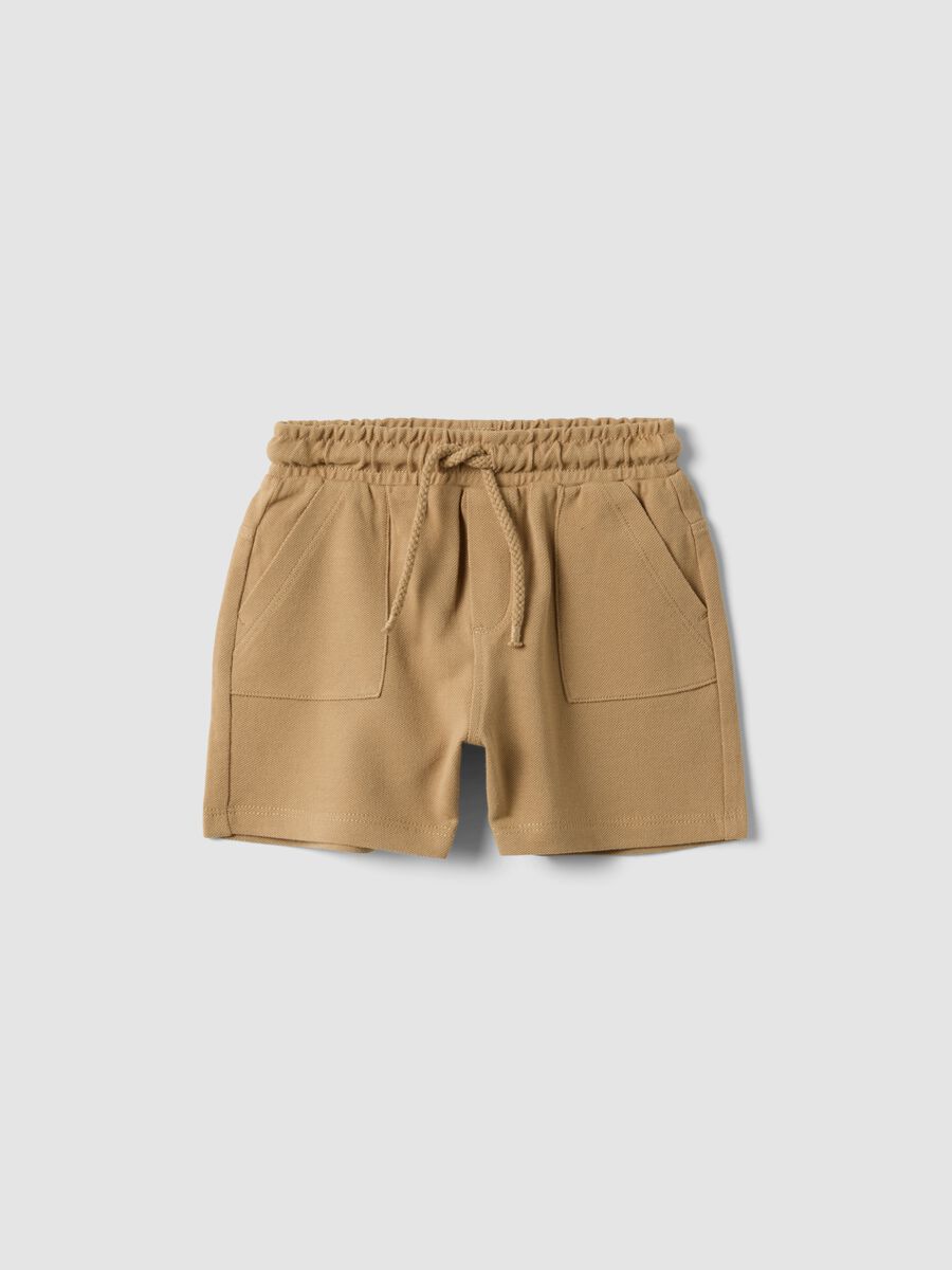 Boys' Regular Fit Beige Pure Cotton Shorts_0