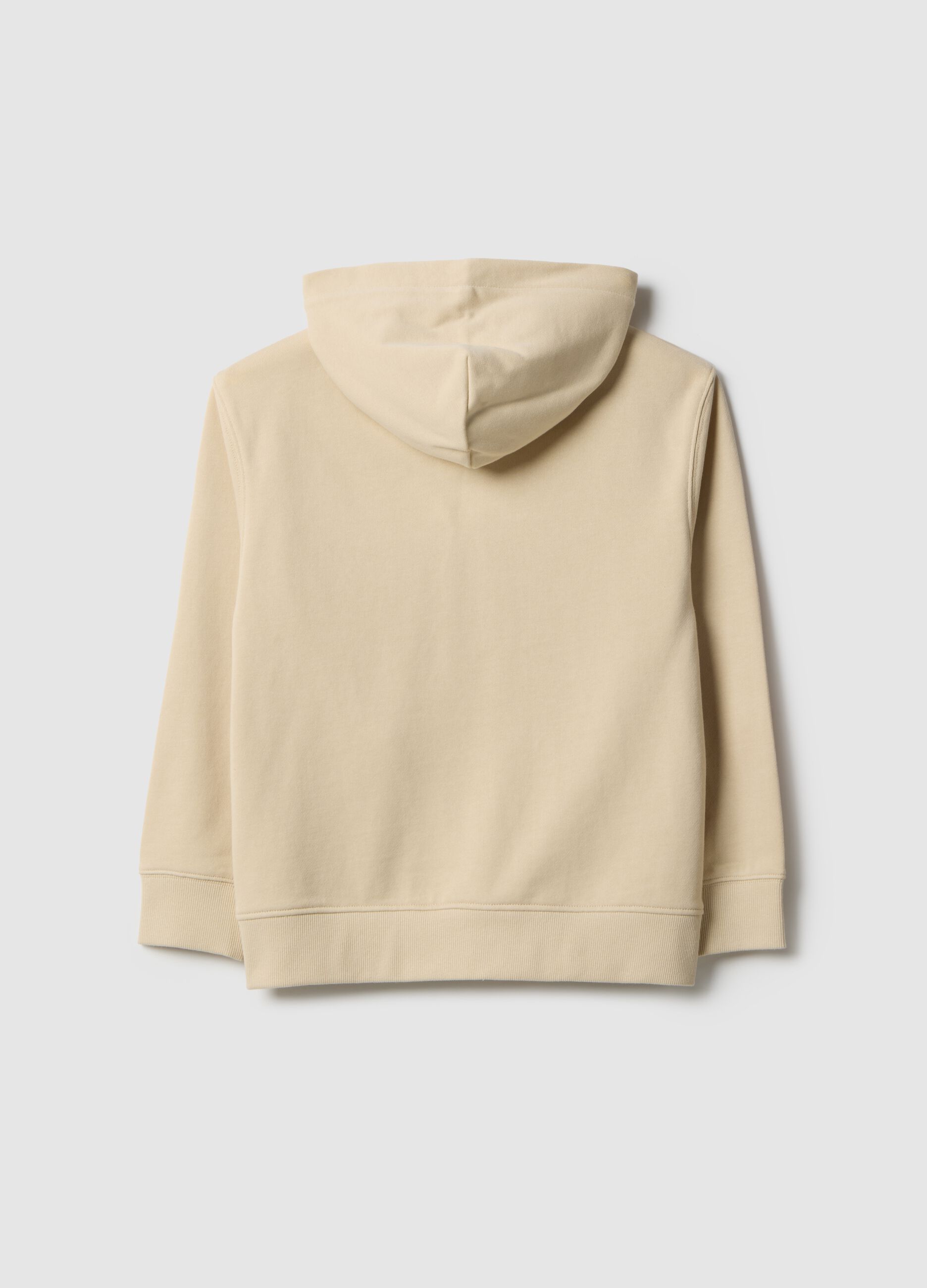 Children's beige hoodie with zip in pure cotton regular fit