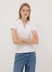 White stretch cotton polo shirt with open V-neck, regular fit_0