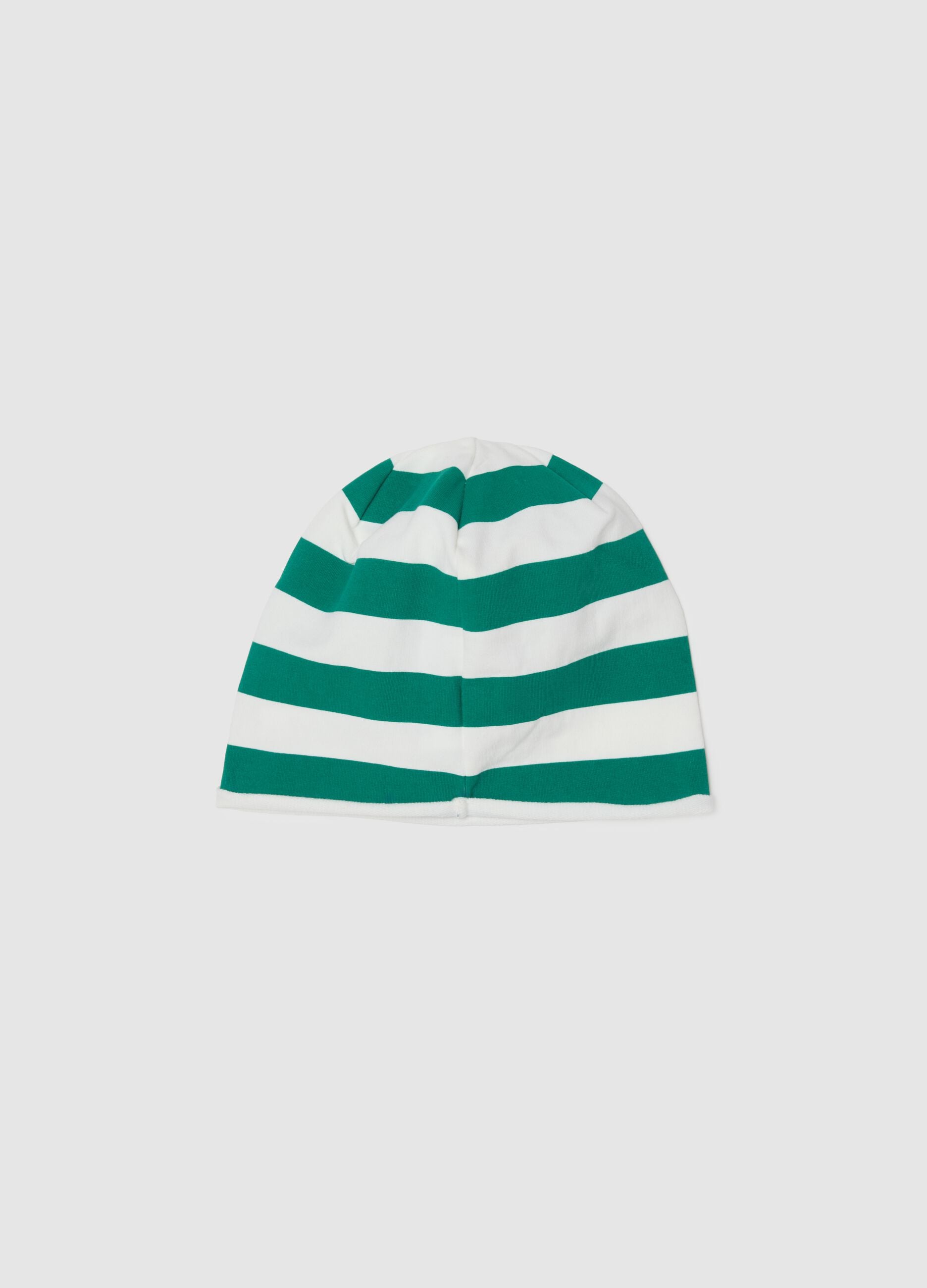 Children's Multicolour Striped Stretch Cotton Hat with Print