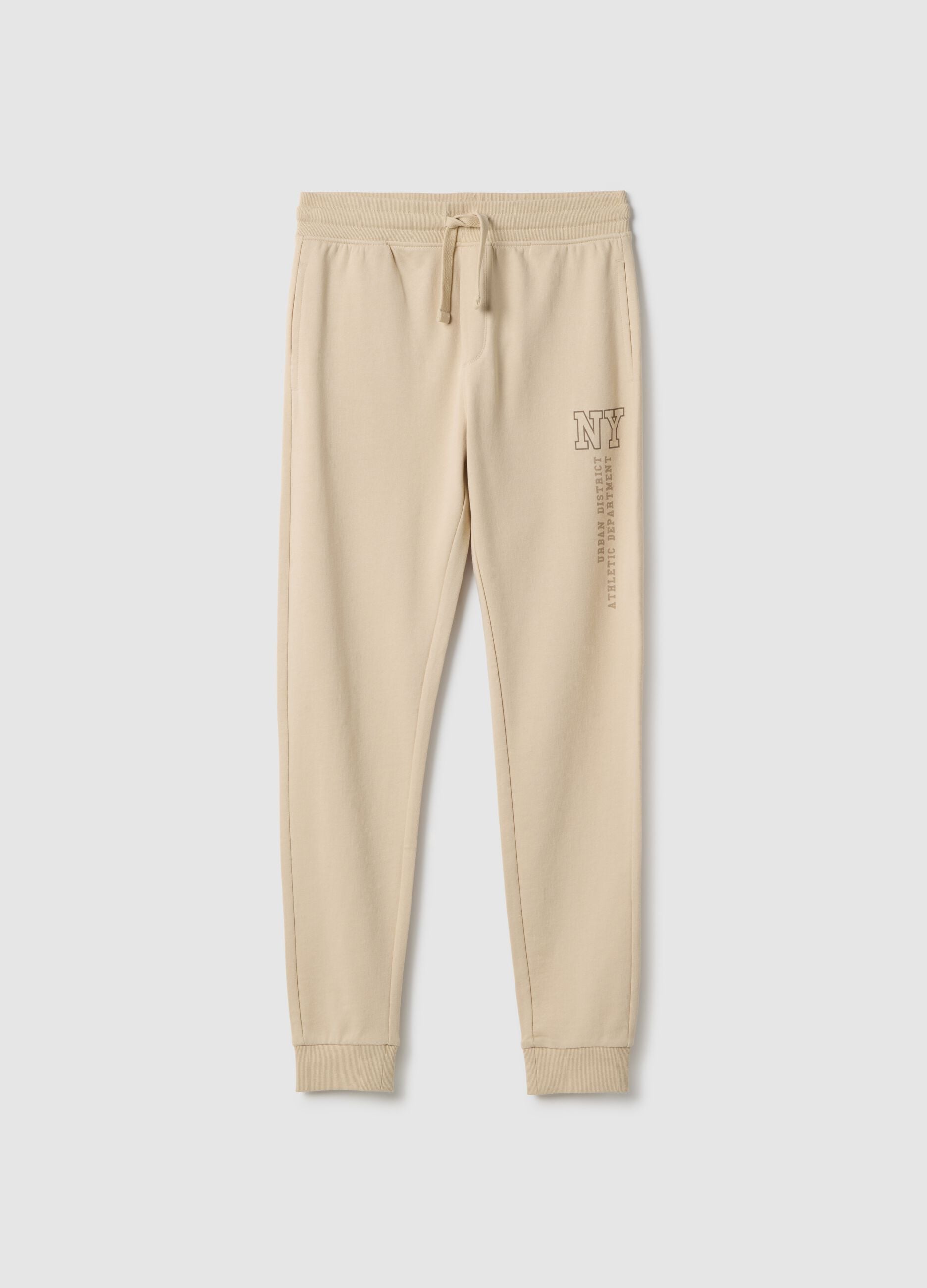 Boys' Beige Pure Cotton Joggers Regular Fit