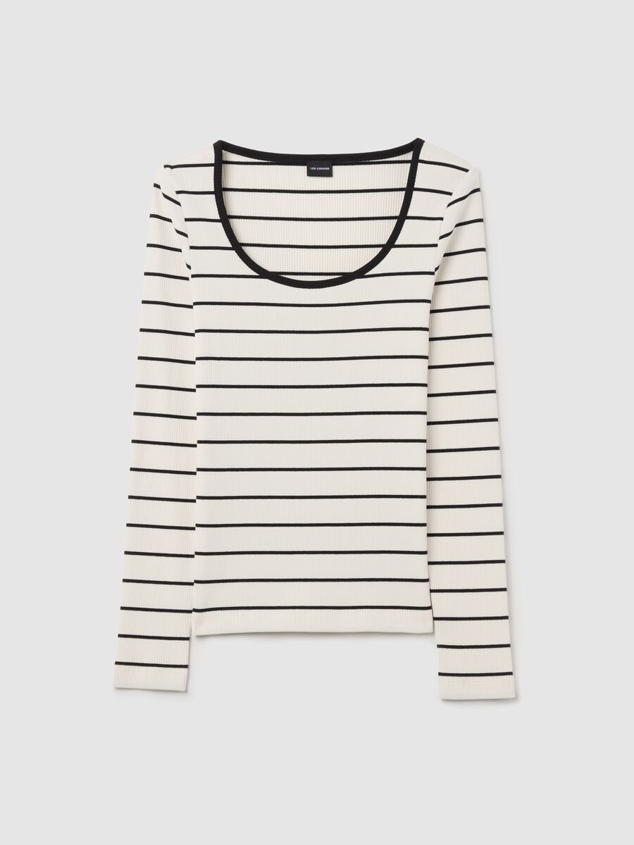 Ribbed T-shirt with striped pattern_4