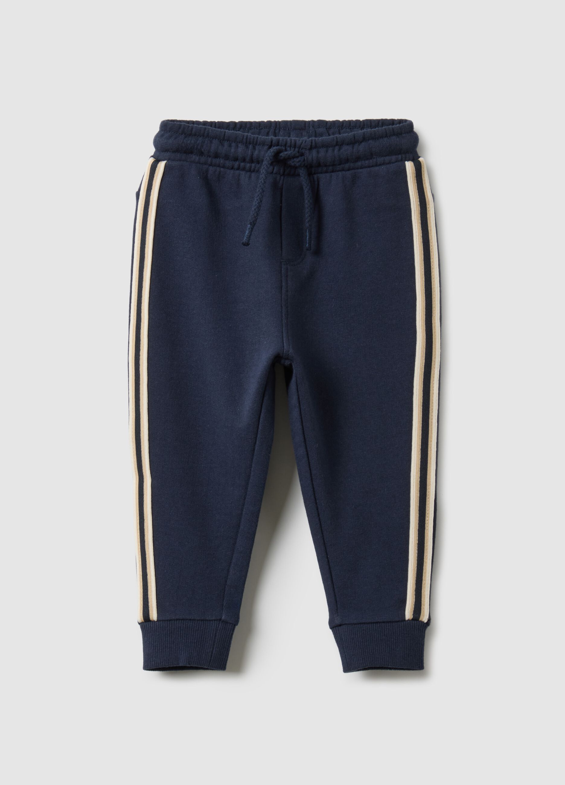 Blue pure cotton jogger trousers for baby regular fit