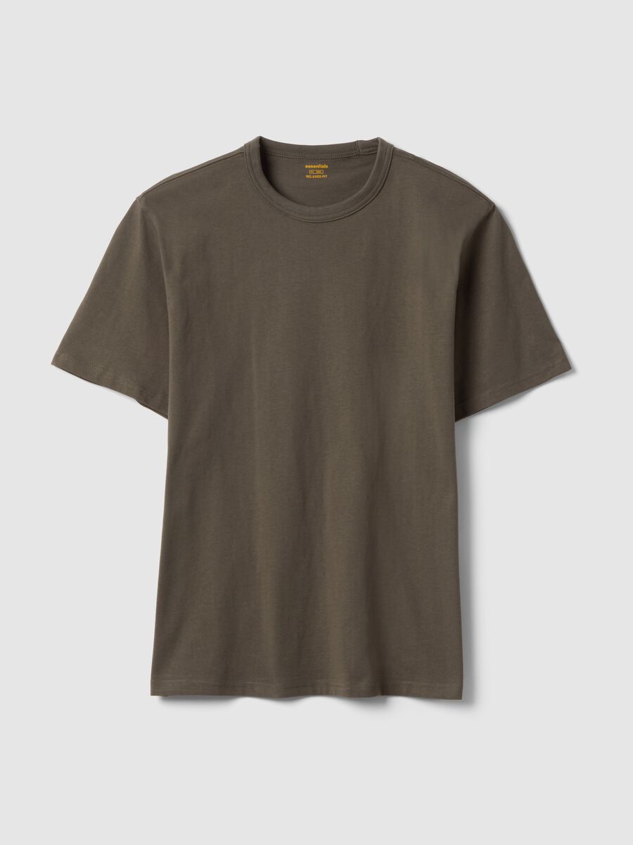 Green relaxed fit crew neck pure cotton t-shirt_4