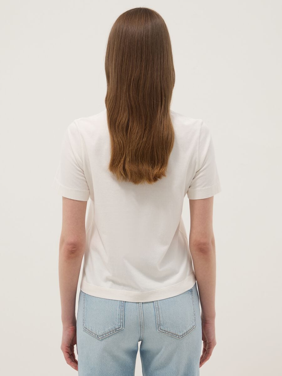 Beige short-sleeved pure cotton regular-fit T-shirt_3