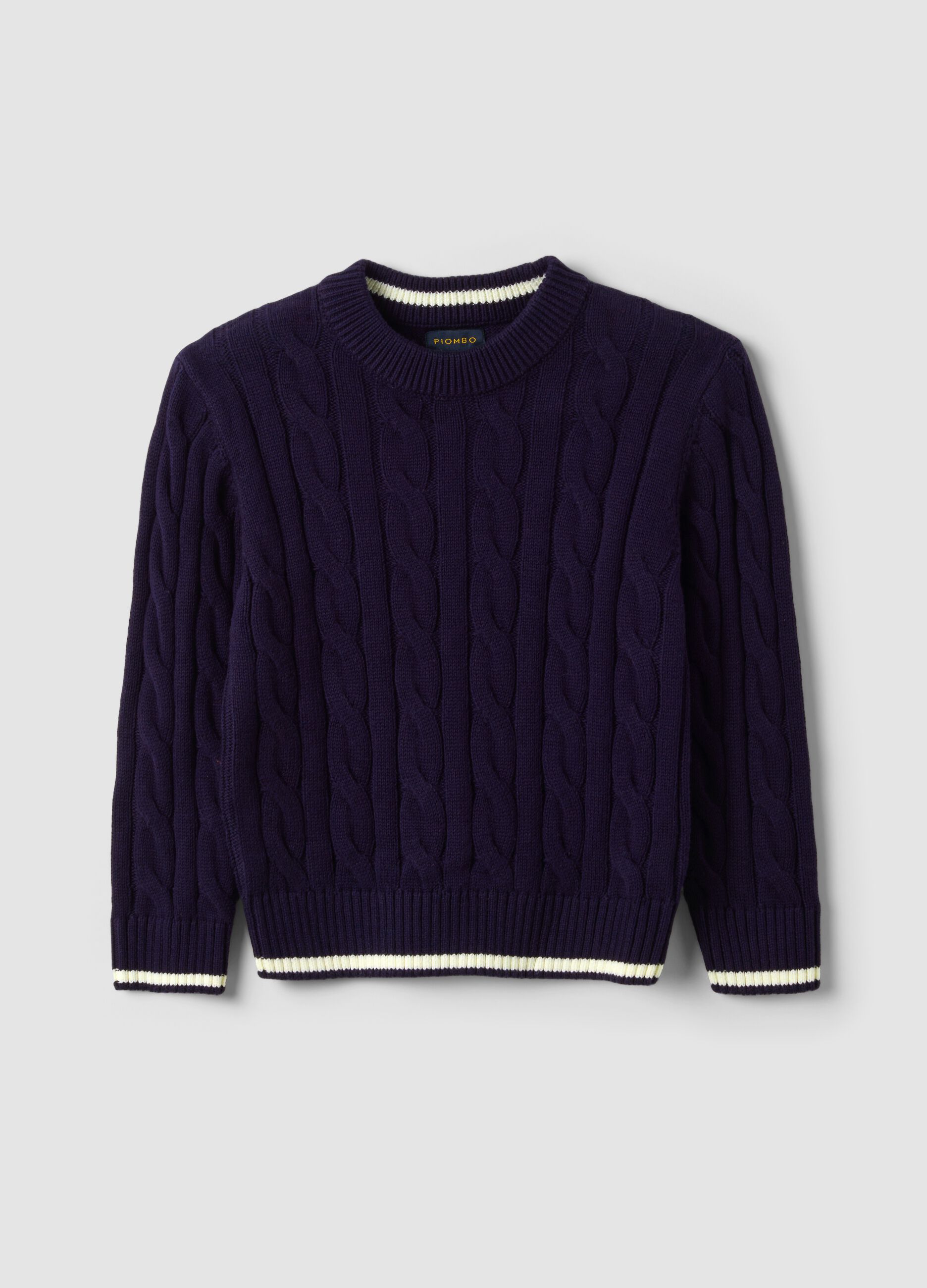 Blue pure cotton cable-knit oversized jumper for boys
