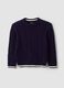 Blue pure cotton cable-knit oversized jumper for boys_3