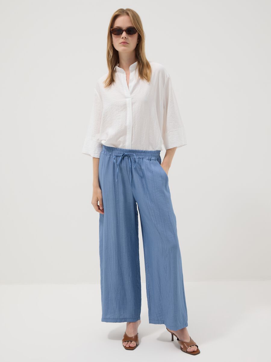 Light blue viscose-blend palazzo trousers_0