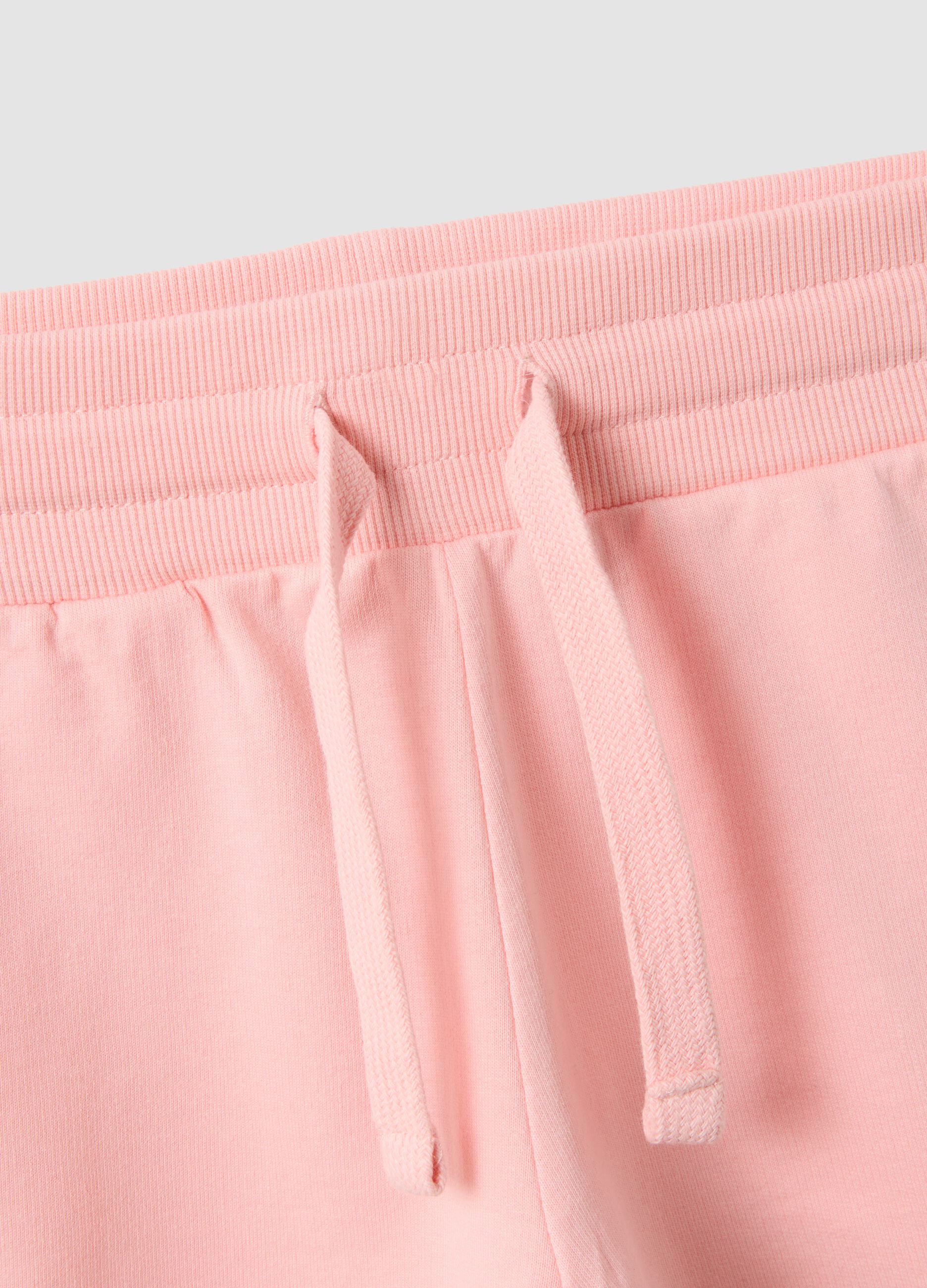 Pink regular-fit cotton shorts with elasticated waist for girls