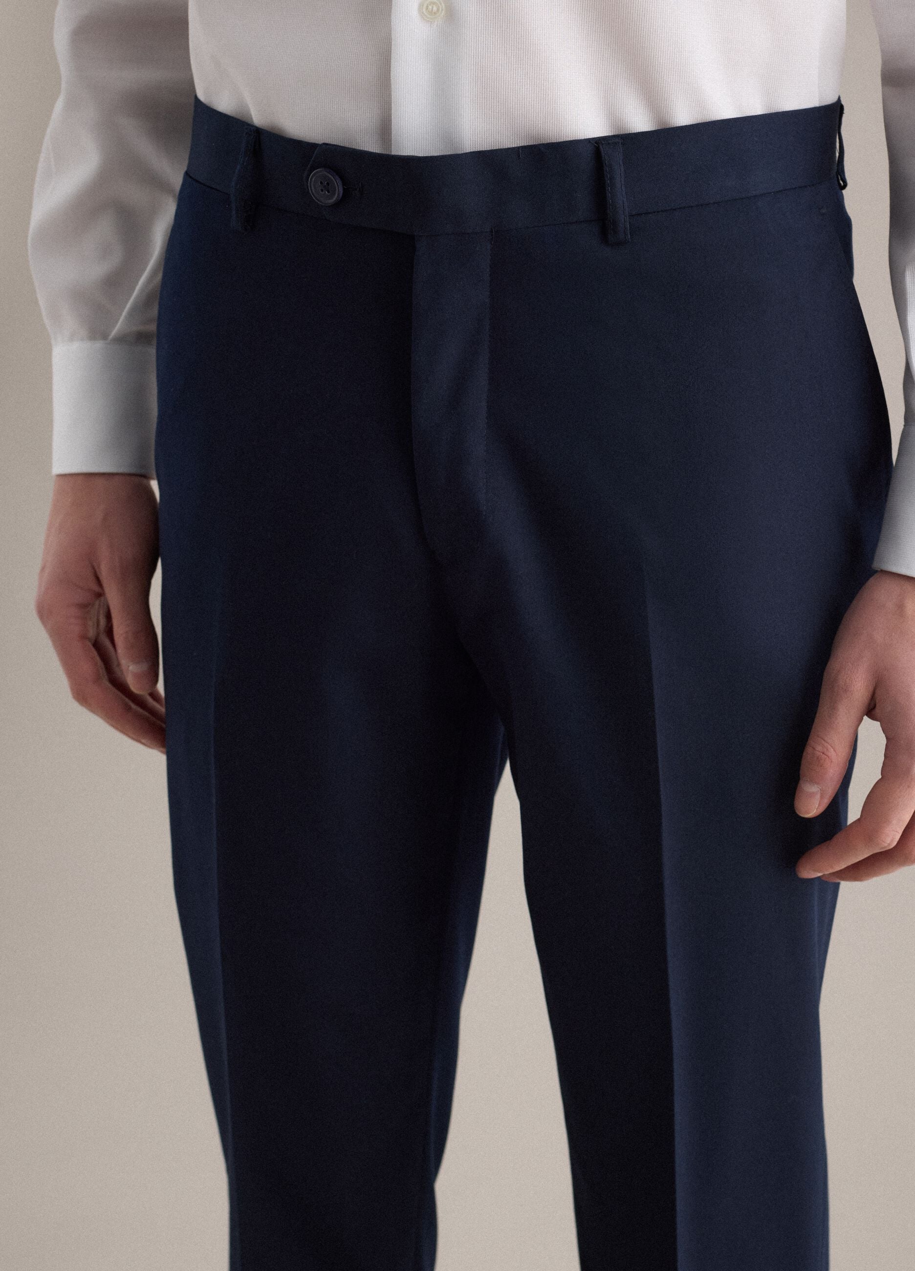 Classic Blue Regular Fit Trousers