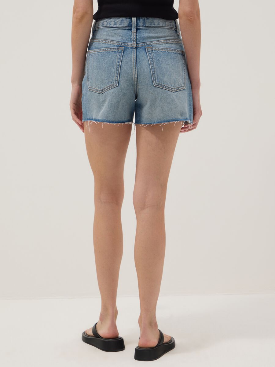 Light blue pure cotton denim shorts_2