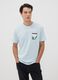 Light blue pure cotton jersey T-shirt with print, regular fit_0
