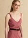 Pink regular fit cotton-linen blend top with lace details_0