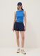 Tank top blu in cotone elasticizzato a costine fitted_1