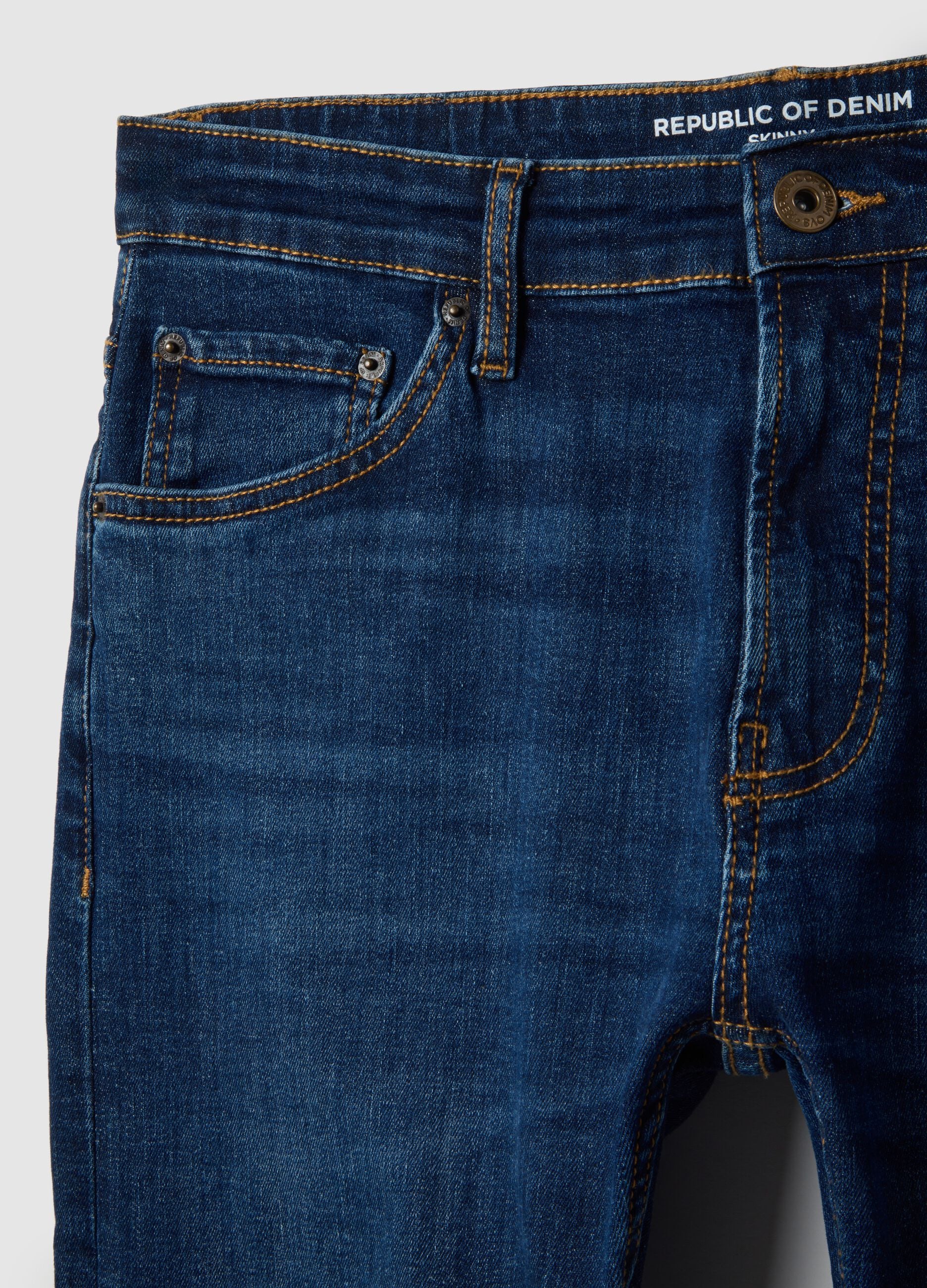 Skinny fit blue stretch cotton jeans