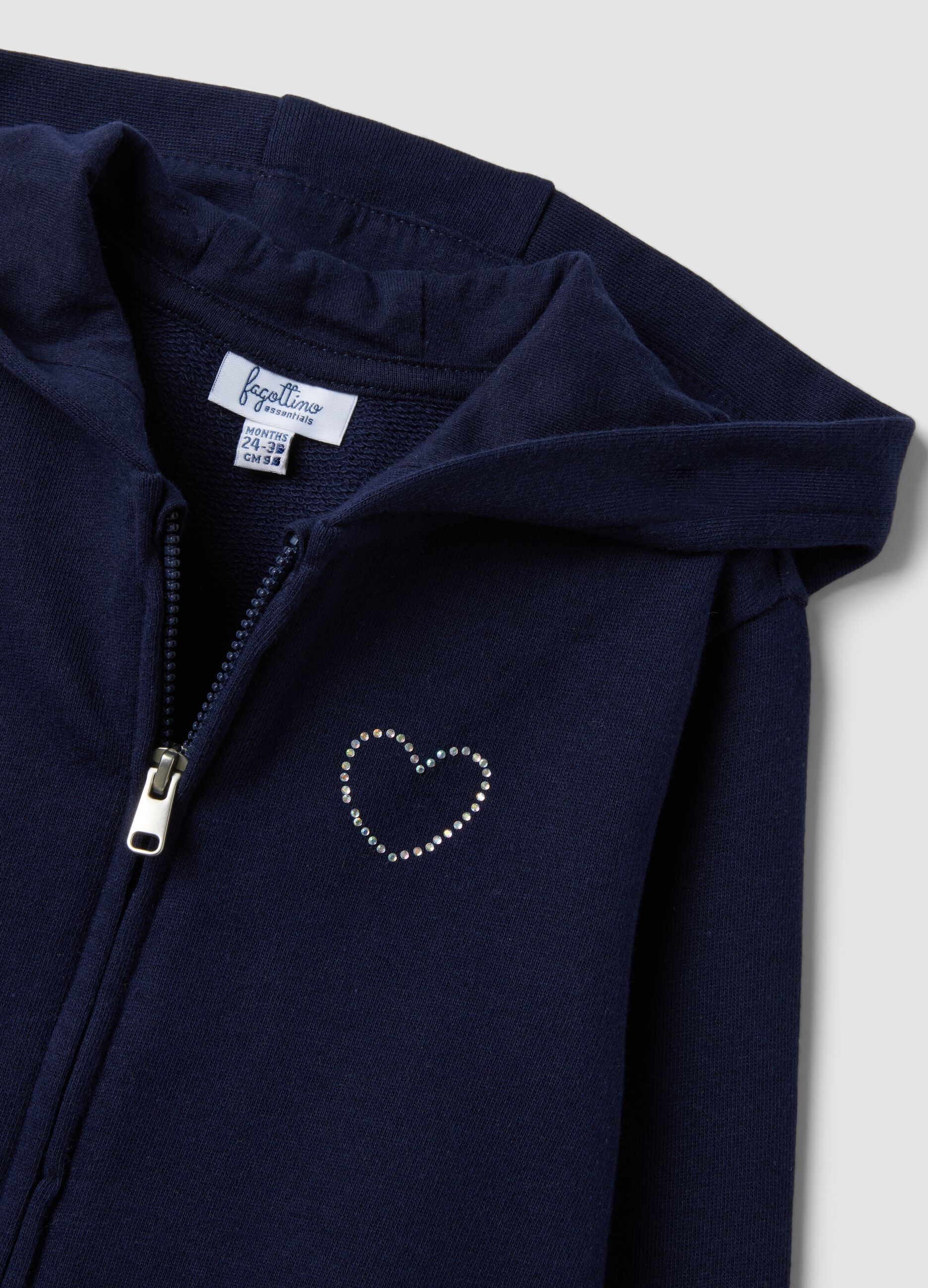 Blue hooded sweatshirt in pure organic cotton with star, regular fit for baby girl