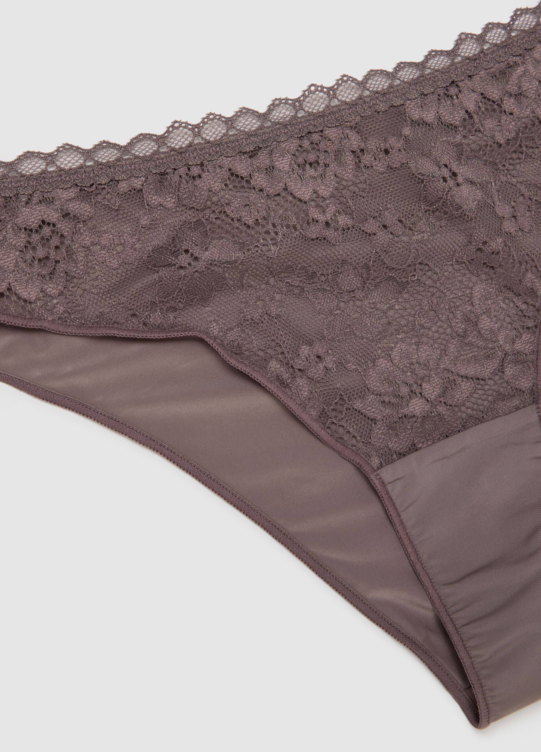 Brown floral lace regular fit briefs